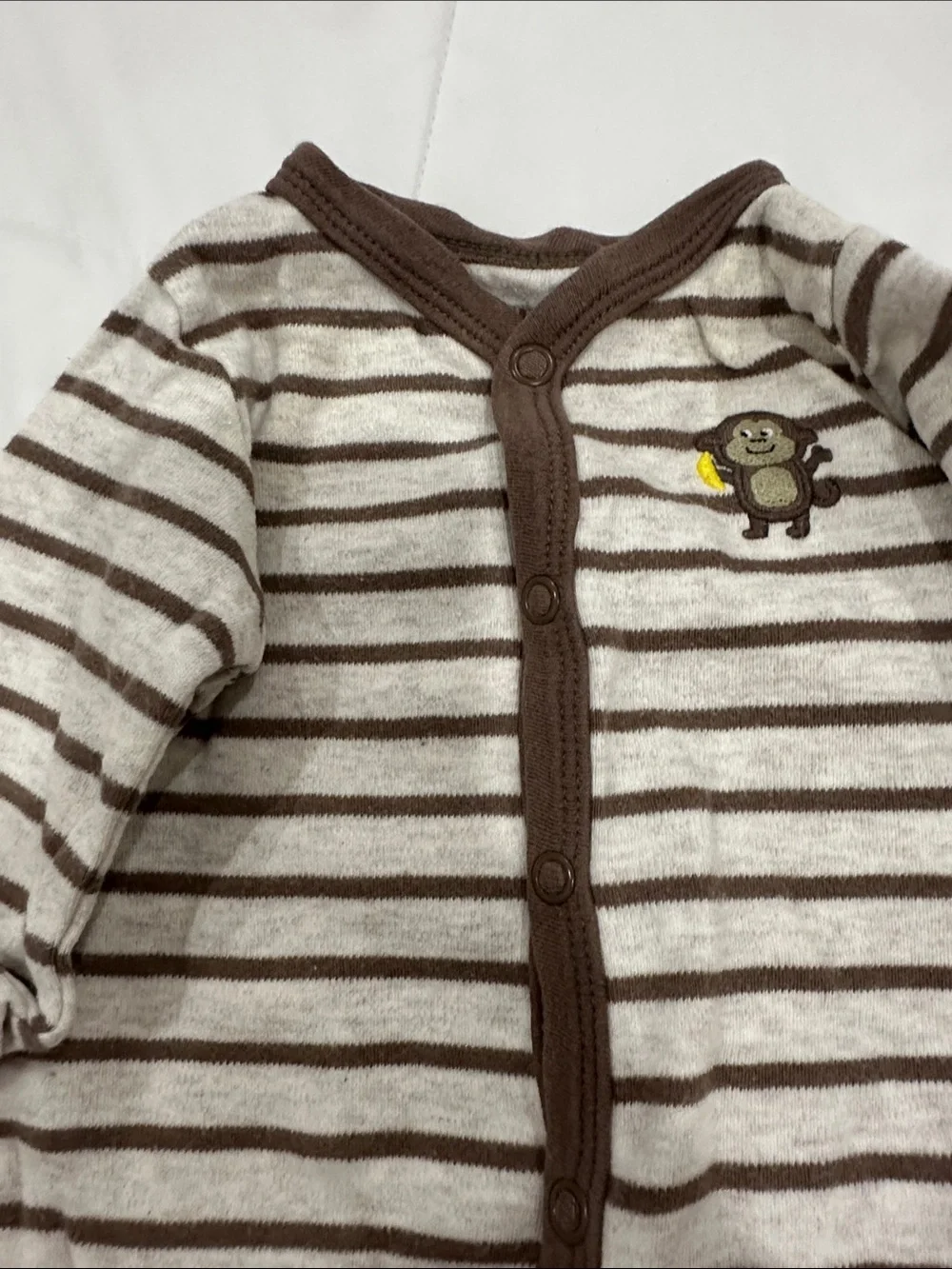 Carter's Brown & Cream Striped Monkey Footed One-Piece
